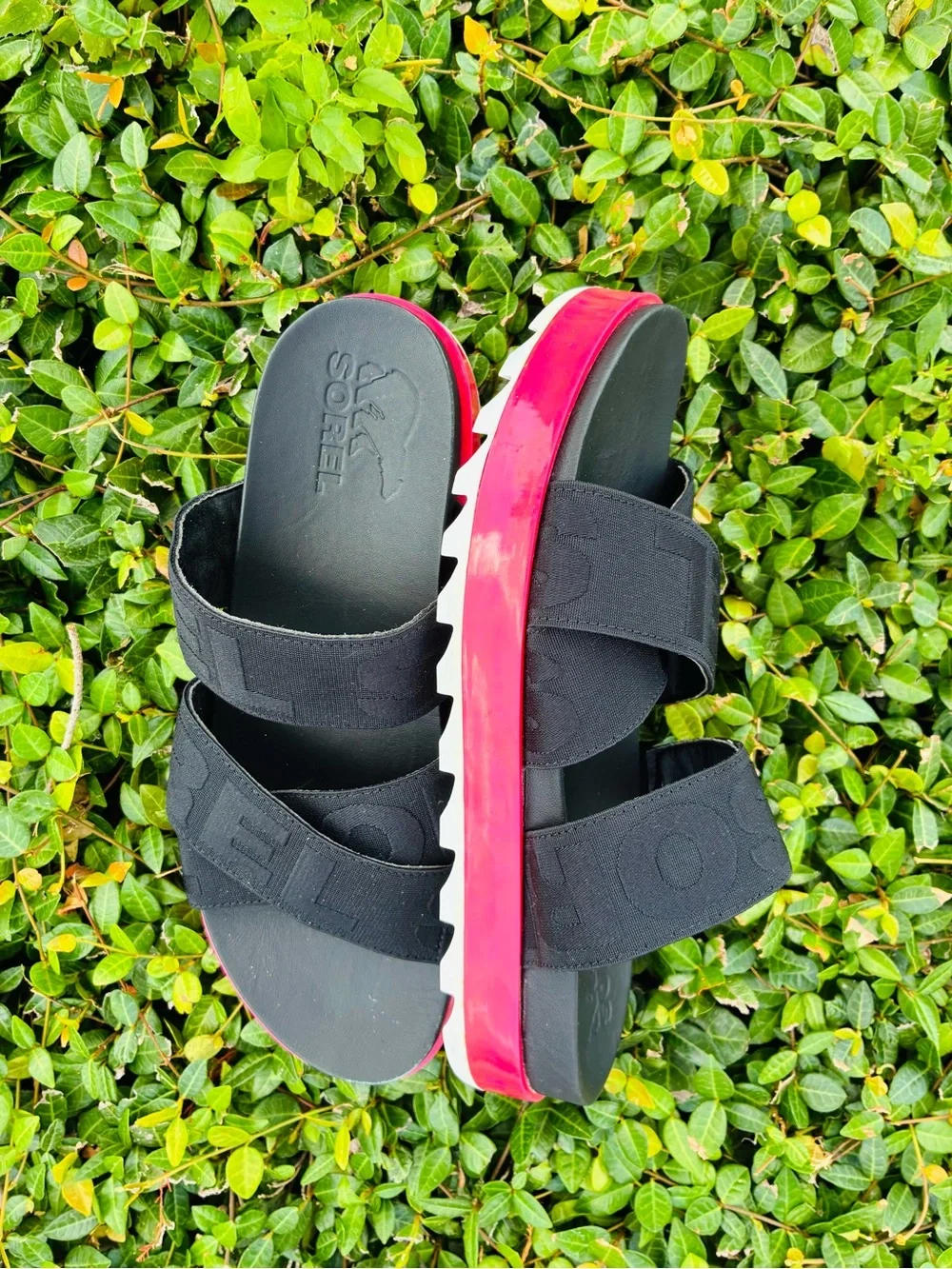 SOREL Womens Roaming Sport Slide Sandal Size 9.5 Black Punch Pink Cross Band